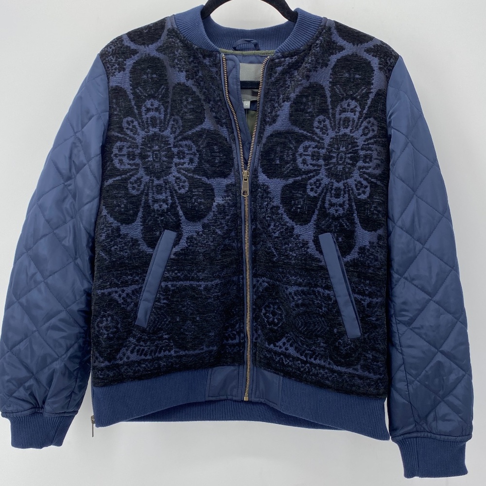 ANTHROPOLOGIE NAVY QUILTED BOMER STYLE JACKET M